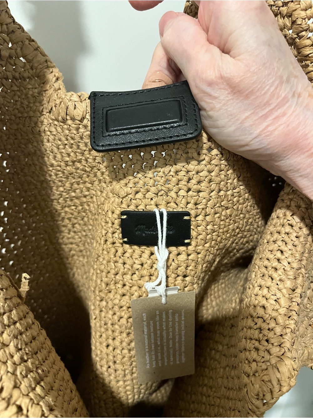 Madewell Natural Straw Tote with Black Studded Straps - Picture 7 of 10